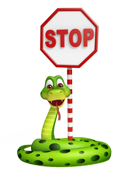 Yılan ile dur işareti karakter karikatür — Stok fotoğraf