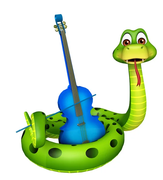 Змея мультяшный персонаж со скрипкой — стоковое фото