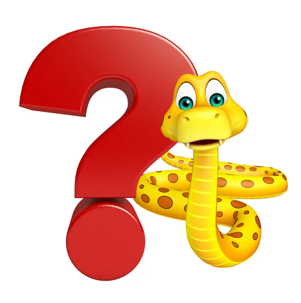 Personagem de desenho animado serpente com sinal de pergunta — Fotografia de Stock