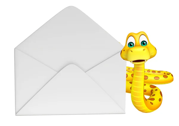 Fun Snake cartoon character with mail — Stock Photo, Image