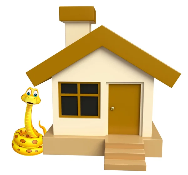 Serpiente personaje de dibujos animados con el hogar — Foto de Stock