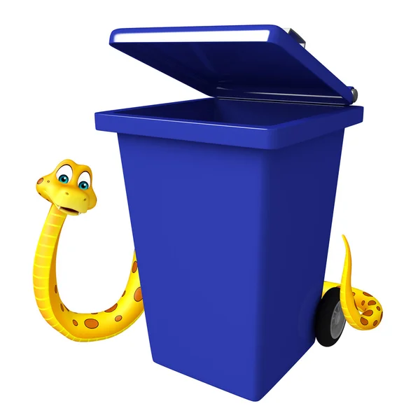 Divertido personagem de desenhos animados Snake com lixo — Fotografia de Stock