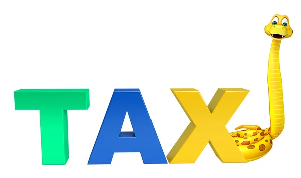 Симпатичный персонаж мультфильма "Змея" с налоговым знаком — стоковое фото