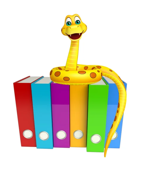 Snake cartoon character with files — Stock Photo, Image