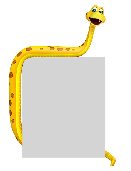 Snake cartoon character with board — Stock Photo, Image