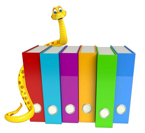 Snake cartoon character with files — Stock Photo, Image