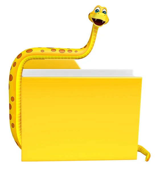 Διασκέδαση φίδι χαρακτήρα κινουμένων σχεδίων με φάκελο — Φωτογραφία Αρχείου