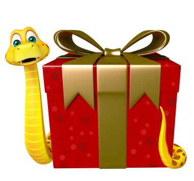 Yılan giftbox ile karakter karikatür 