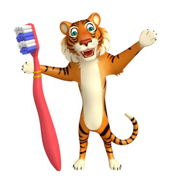 cutetiger çizgi film karakteri ile diş fırçası 