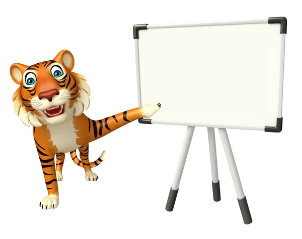 Tigre personaje de dibujos animados con tablero de exhibición — Foto de Stock