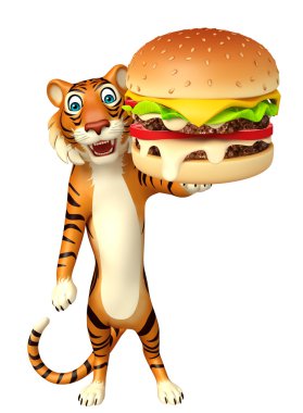 eğlenceli Tiger çizgi film karakteri ile burger  