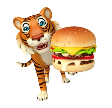 eğlenceli Tiger çizgi film karakteri ile burger  