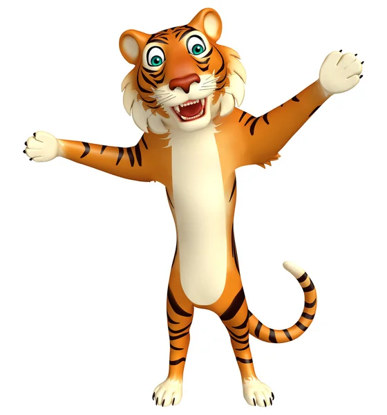 Pointing Tiger cartoon character — Stock Photo, Image