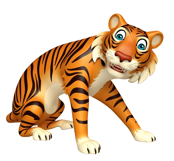 Funsitting Tiger cartoon character — Stock Photo, Image