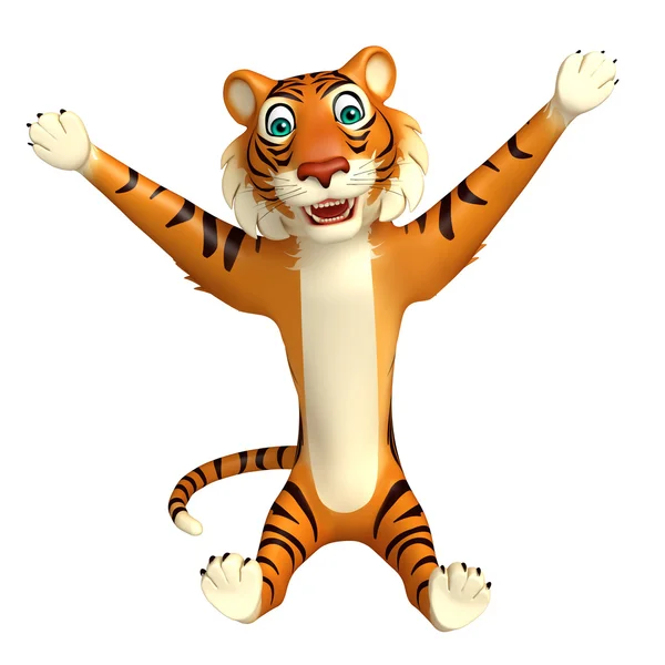 Funsitting Tiger cartoon character — Stock Photo, Image