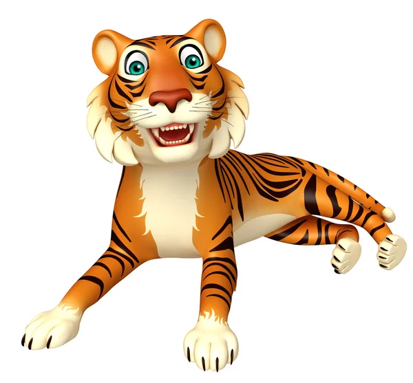 Funsitting Tiger çizgi film karakteri — Stok fotoğraf