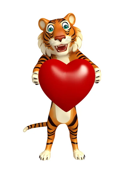 Симпатичный персонаж мультфильма "Тигр с сердцем" — стоковое фото