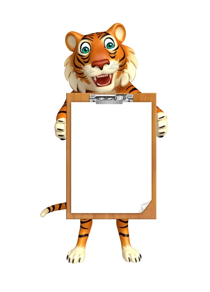 Персонаж мультфільму тигра з екзаменаційним майданчиком — стокове фото