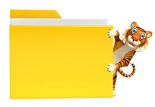 Tiger cartoon character with folder