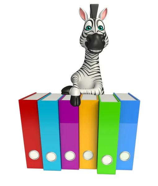 Personagem de desenho animado bonito Zebra com arquivos — Fotografia de Stock