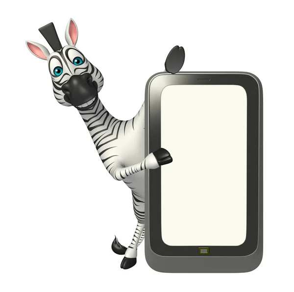 Personagem de desenho animado Zebra bonito com celular — Fotografia de Stock