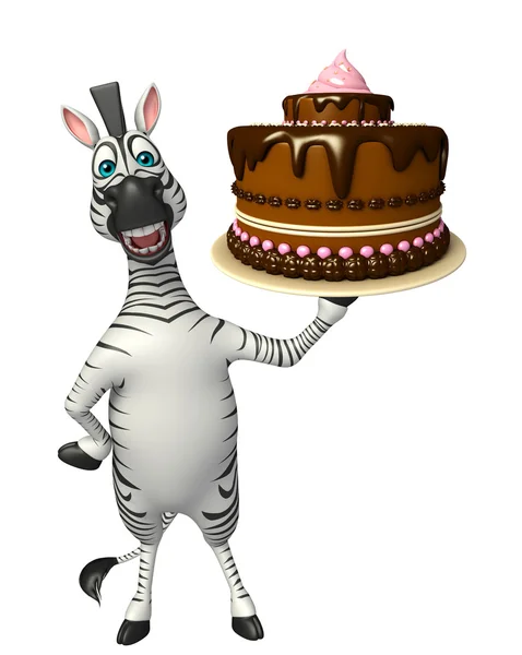 Personagem de desenho animado Zebra bonito com bolo — Fotografia de Stock