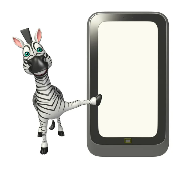 Mignon personnage de dessin animé Zebra avec mobile — Photo