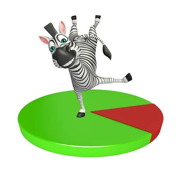 Personnage de dessin animé mignon Zebra avec graphique à secteurs — Photo