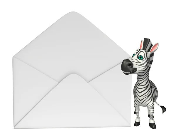 Cute Zebra cartoon character with mail — Stock Photo, Image