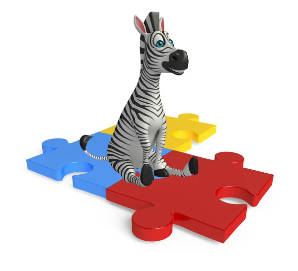 Personagem de desenho animado bonito Zebra com quebra-cabeça — Fotografia de Stock