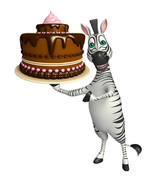 Zèbre personnage de dessin animé avec gâteau — Photo