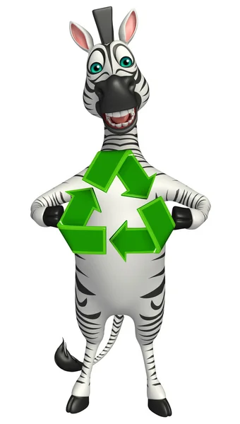 Zebra kreslená postava s recyklaci — Stock fotografie