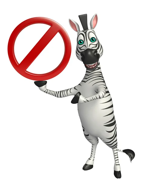 Zebra personnage de dessin animé avec panneau stop — Photo