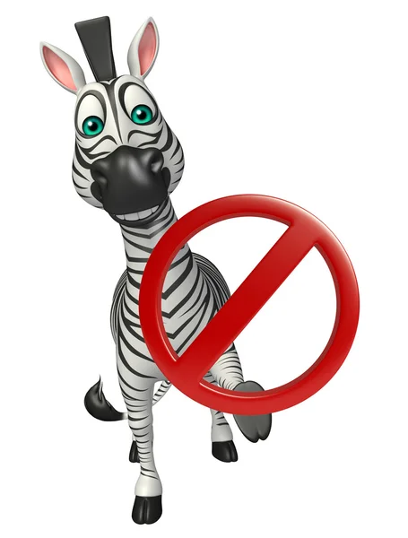 Zebra-Comicfigur mit Stoppschild — Stockfoto