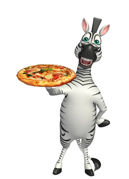 Aranyos Zebra rajzfilmfigura pizza — Stock Fotó