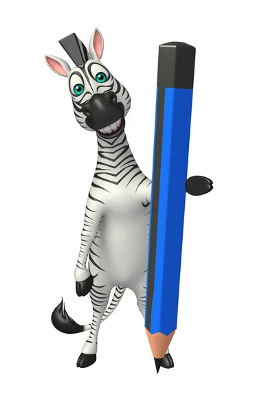 Personnage de dessin animé amusant Zebra avec crayon — Photo