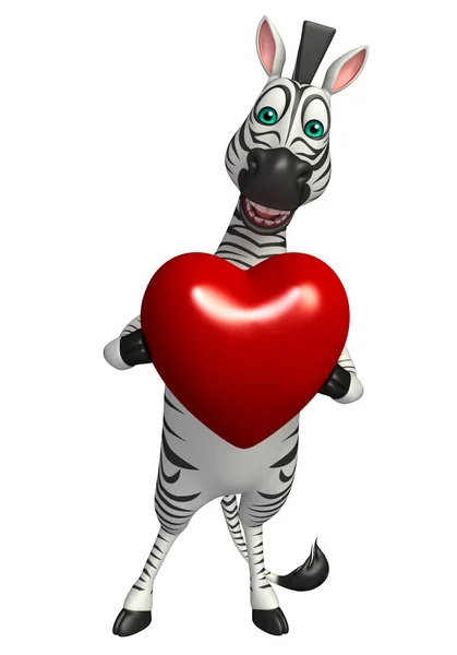 Divertente personaggio dei cartoni animati Zebra con il segno del cuore — Foto Stock