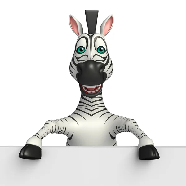 Spaß Zebra Cartoon-Figur mit Brett — Stockfoto