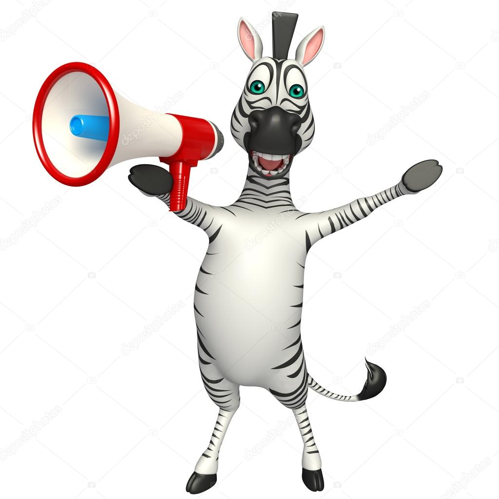 Cute Zebra cartoon character with loud speaker Stock Photo by  ©visible3dscience 104255936