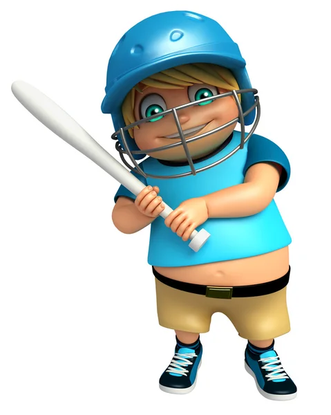Kid boy with Base bat — Stock Photo, Image