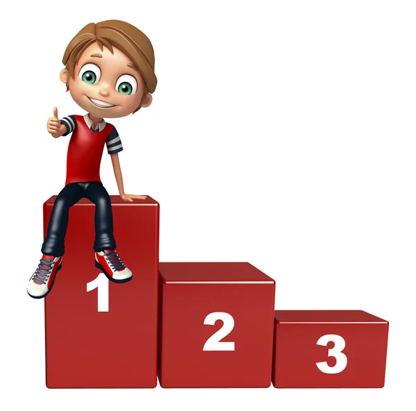 Kid boy with 123 level — Stock Photo, Image