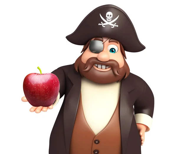 Piraat met Apple — Stockfoto