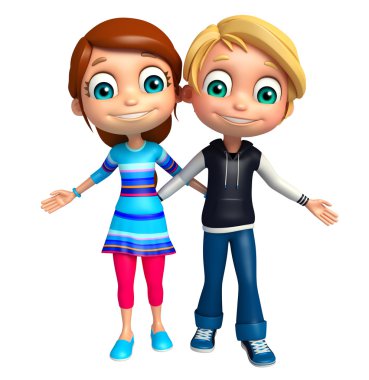 Çocuk çocuk ve kız komik poz