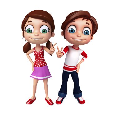 çocuk kız ve çocuk erkek zafer ile poz