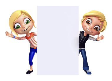 Beyaz tahta ile kız ve çocuk çocuk çocuk