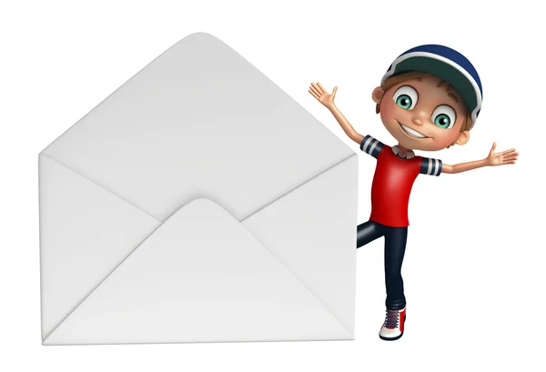 Dítě chlapec s poštou — Stock fotografie