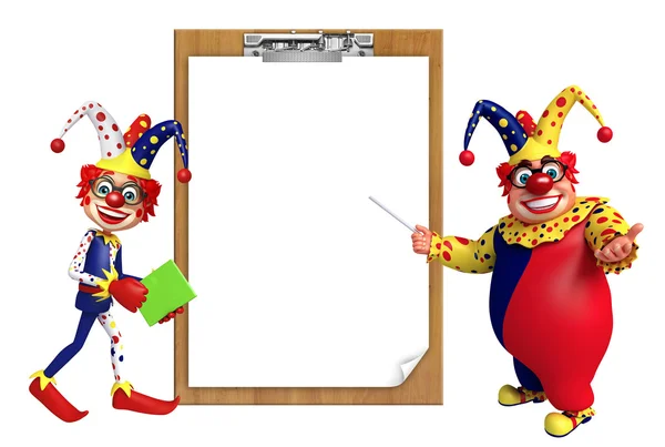 Clown con tappetino per esami e libro — Foto Stock