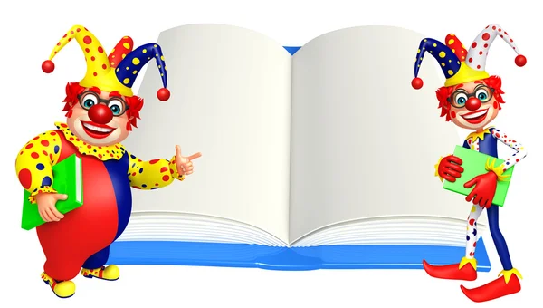 Clown con libri — Foto Stock