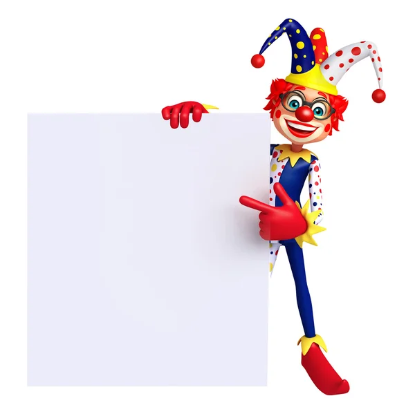 Payaso con pizarra blanca — Foto de Stock