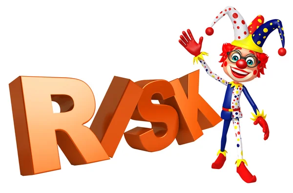 Klaun z znak ryzyka — Zdjęcie stockowe
